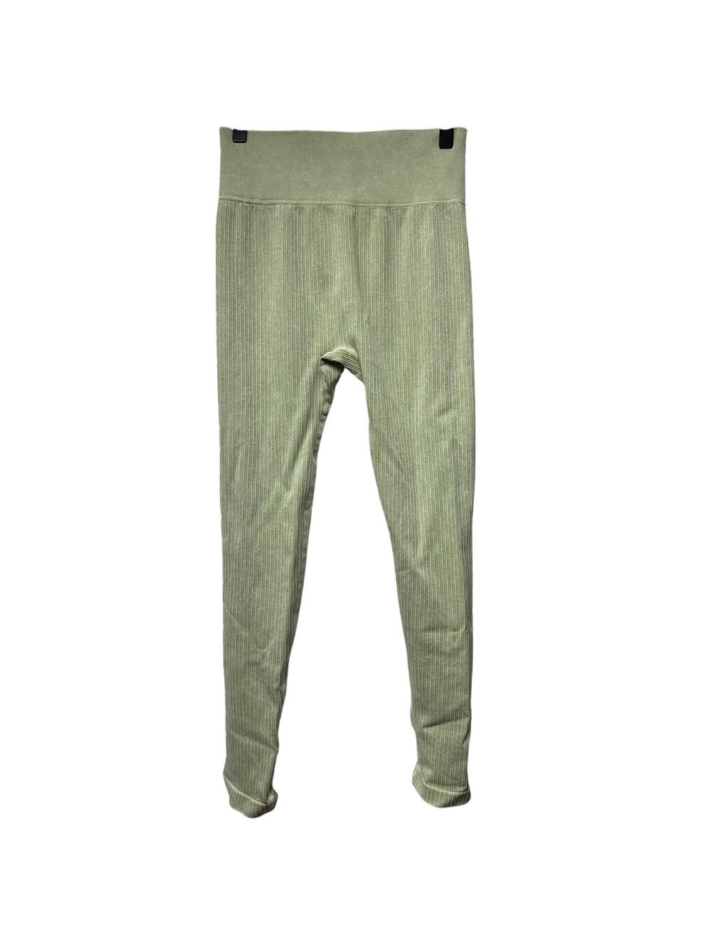 Aura  Size Medium Large High Waisted Ribbed Leggings Sage Green Athletic